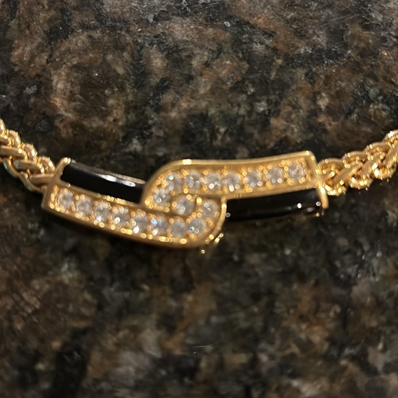Swarovski gold tone black enamel necklace - Picture 2 of 3